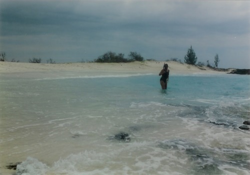 A brave soul attempts to snorkel at Makalawena