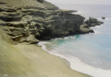 Another view of Green Sands Beach, one of the island's most unusual beaches
